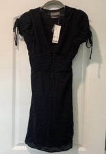 NWT $69 Urban Outfitters Talia Tie Sleeve Black Womens Mini Dress - Extra Small