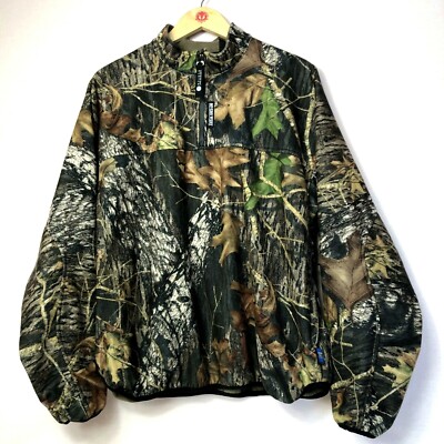 Rivers West Men's sz Large H2P Waterproof System Mossy Oak Camo 1/4 Zip  Jacket