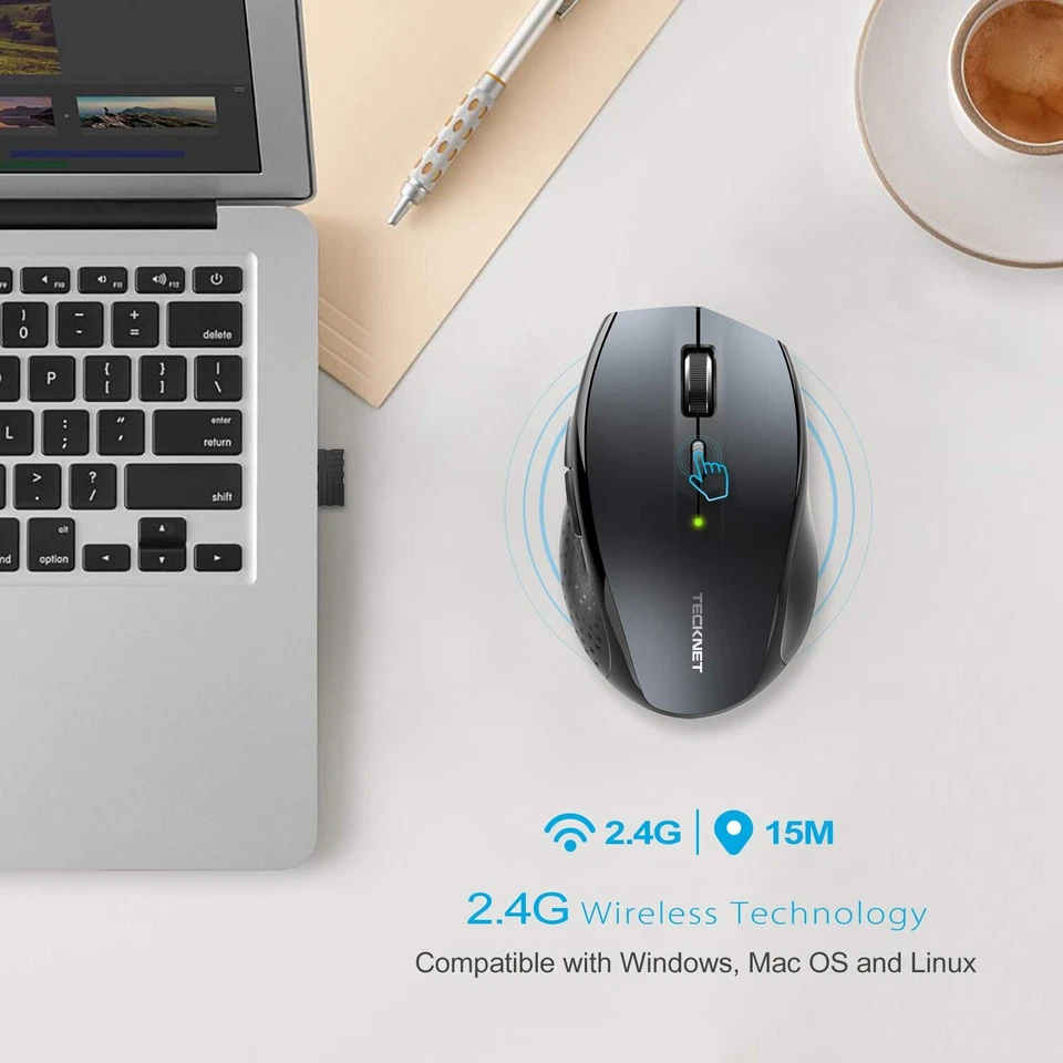 TECKNET Wireless Mouse, 2.4G USB Computer with 6-Level Adjustable 3200 DPI 01002 - Image 4 of 4