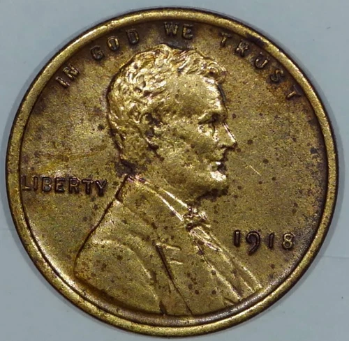 1918 Lincoln Wheat One Cent 1c BETTER DATE COIN XF DETAILS #J429