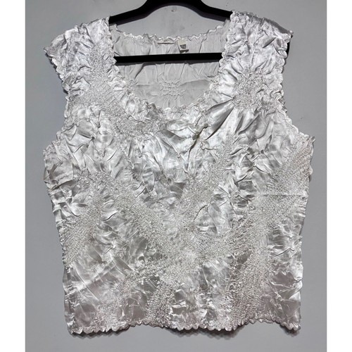 Y2K Satin Textured Floral Top Size 22/24W Fairy Grunge Ethereal Luxe Soft Girl