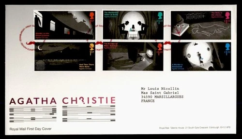 DR WHO 2016 GB FDC AGATHA CHRISTIE BOOK COMBO M77354