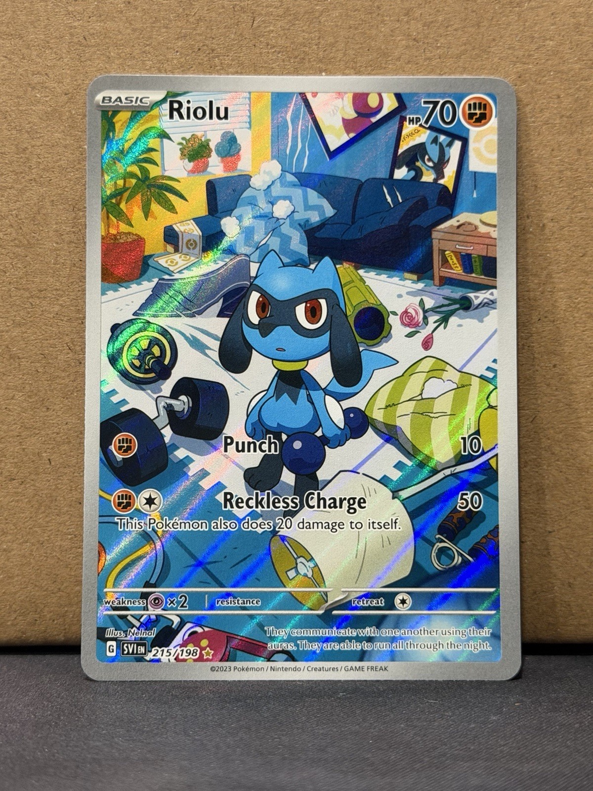 Riolu 215/198 SV01: Scarlet & Violet Base Set Holo LP Pack Wear Pokemon TCG