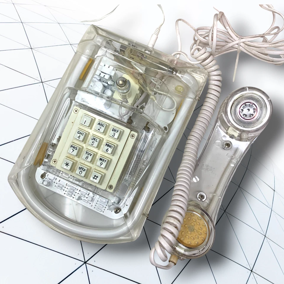 Teléfono vintage años 80 Roxanne NEON rosa intenso iluminado transparente 9221-8 en caja WOW Foto 3 de 4