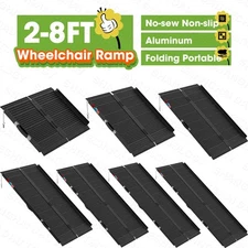 2-8ft Folding Aluminum Wheelchair Ramp Portable Mobility Scooter Non-Slip 600LBS