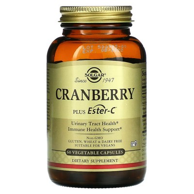 2 X Solgar, Cranberry Plus Ester-C, 60 Vegetable Capsules