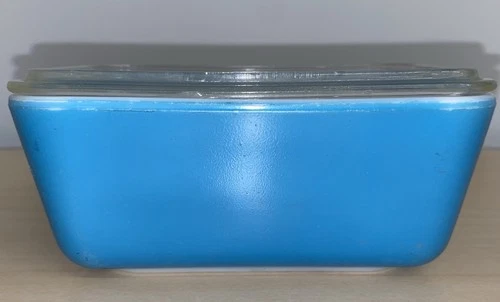 Vintage Pyrex Turquoise Refrigerator Dish W/ Lid 1.5 PINT 502-C USA