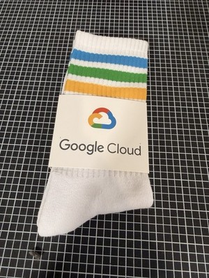 Google Cloud Socks Adult OS White Sock Club Novelty Logo Computer Tech Nerd New