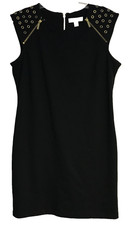 Calvin Klein Women's Large Black Knit Dress with Grommets and Zippers