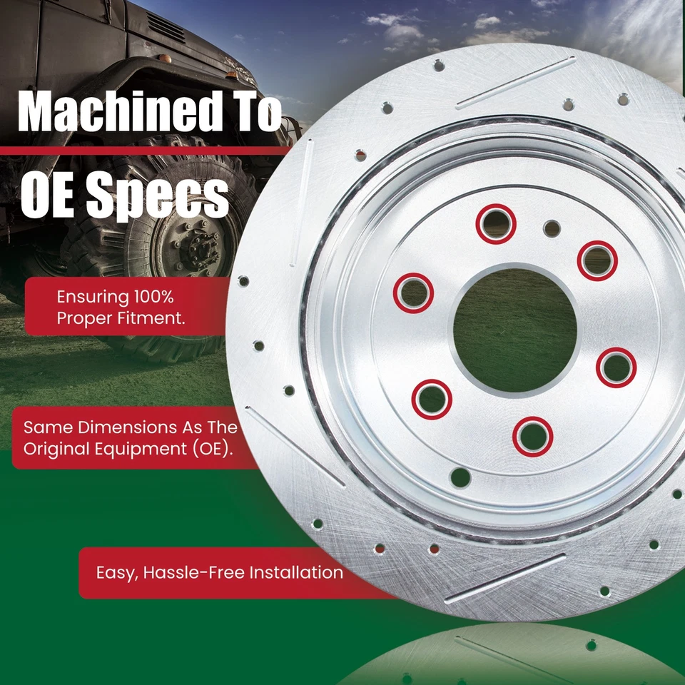 REAR Performance Drilled Disc Brake Rotors for Chevrolet Silverado 1500 07-2019 - Изображение 3 из 4