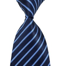New Classic Stripe Dark Blue Black Jacquard Woven Silk Men's Fashion Tie Necktie