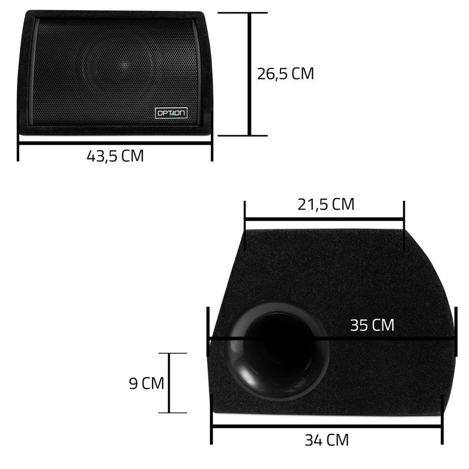OPTION PULSE-8BRA Aktiv-Subwoofer Basskiste Aktiv Auto 350Wrms Woofer Verstärker - Bild 4 von 4