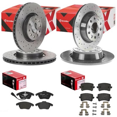 brembo XTRA BREMSSCHEIBEN + BELÄGE VORNE + HINTEN passend für PASSAT 3C B6 B7 CC