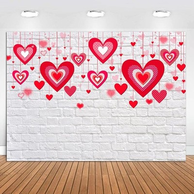 Bokeh Red Heart Valentine's Day Backdrop 7x5ft - Rustic Elegance for Photos