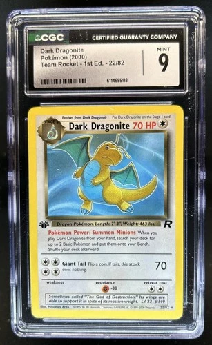 2000 Pokemon Team Rocket First Edition Dark Dragonite #22/82 CGC 9