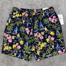 OLD NAVY Mens Swim Trucks Shorts 7 Inseam Tropical Floral Palm Trees Size Small