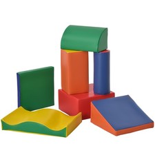 Kids 7-Piece Foam Play Blocks, Soft Climb Crawl Gym 15.75in Colorful Setup