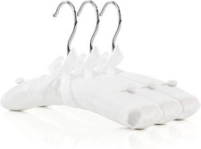 Pack of 3 Small Kids Satin Padded Hangers - 11.8inch Soft White Infant, Toddler