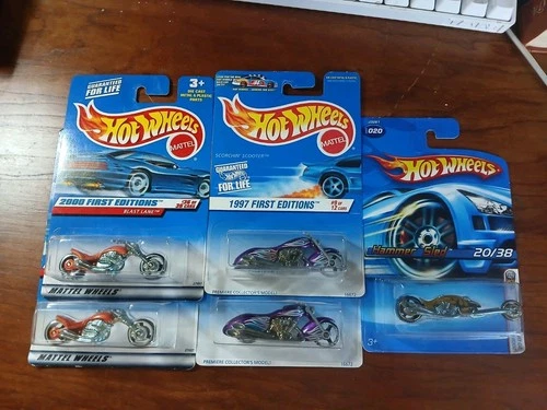 5 PC Lot Vintage Hot Wheels Motorcycles 1996, 1999, 2095 All First Editions