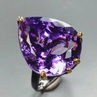 Jewellery 30 ct+ Natural Amethyst Ring 925 Sterling Silver Size 9.5 /R439592
