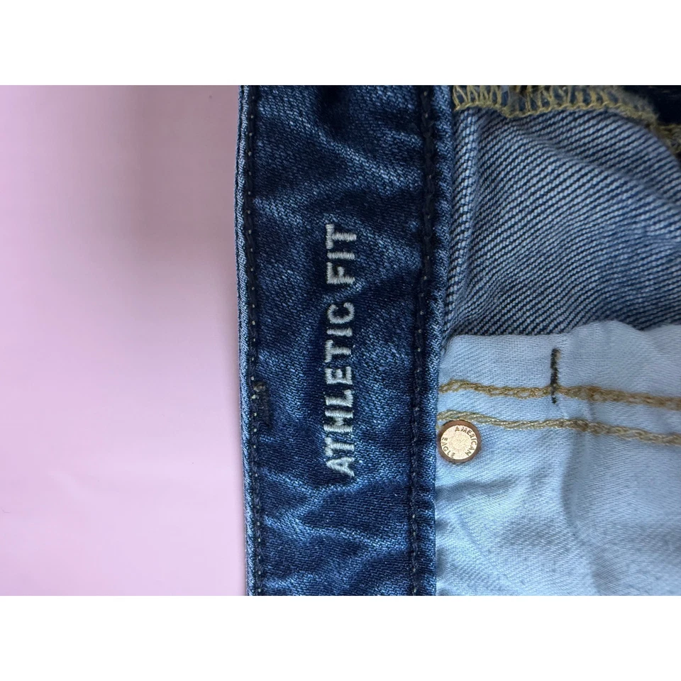 American Eagle Mens Athletic Fit Denim Jean Shorts Size 38 Distressed Frayed - Image 3 of 4