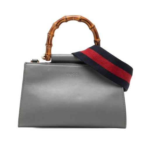 GUCCI 470271 Bamboo Pearl Handbag Shoulder Bag 2WAY Gray Ivory Leather Japan
