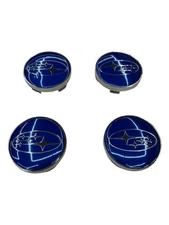 SET OF 4 SUBARU WHEEL CENTER CAPS BLUE LOGO 60MM 28821SA030 FITS MOST MODELS