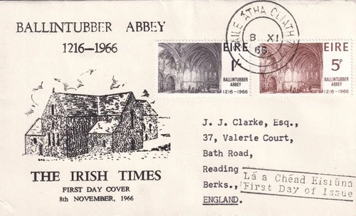 IRELAND Irish Times FDC: 1966 BALLINTUBBER ABBEY