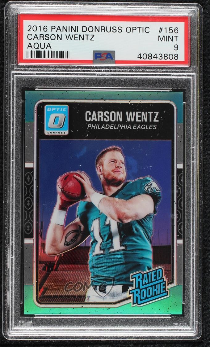 2016 Donruss Optic Rated Rookie Aqua 200/299 Carson Wentz #156 PSA 9 MINT h8k