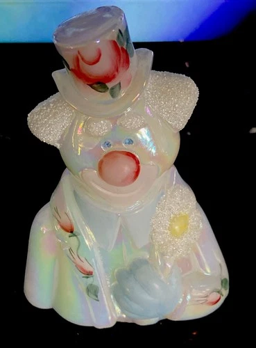 Vintage Fenton Art Glass Clown Figurine Hand Painted Signed Opalescent
