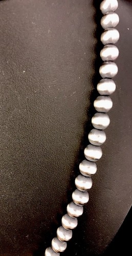 Collar navajo nativo americano de 5 mm con cuentas de plata esterlina de 20" gancho y cono de ojo - Imagen 5 de 12