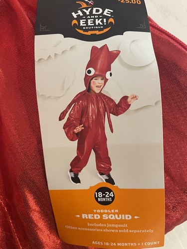NWT Baby Red Squid Lobster Halloween Costume Sz 18-24M Red Shiny Jumpsuit Hooded - Picture 5 of 6