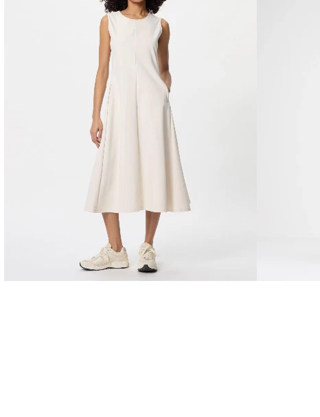 OFF WHITE Abito UNIQLO Ultra Elasticizzato S 3XL Senza Maniche Asciugatura Rapida Vestibilità Svasata 474063 NUOVO