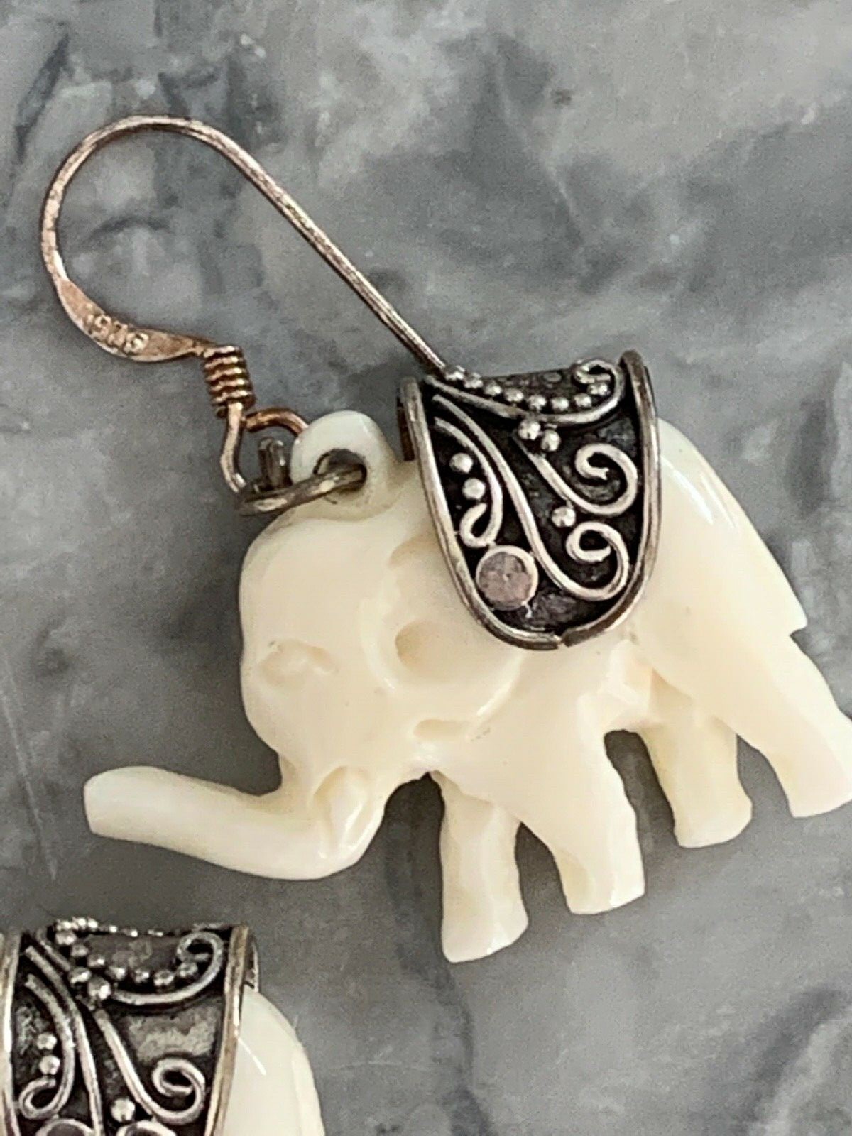 Solid Silver Earrings  Carved Hallmarked - image 3