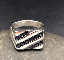 PAVE of GENUINE IOLITE set in .925 STERLING SILVER RING FAST FREE SHIPPING  