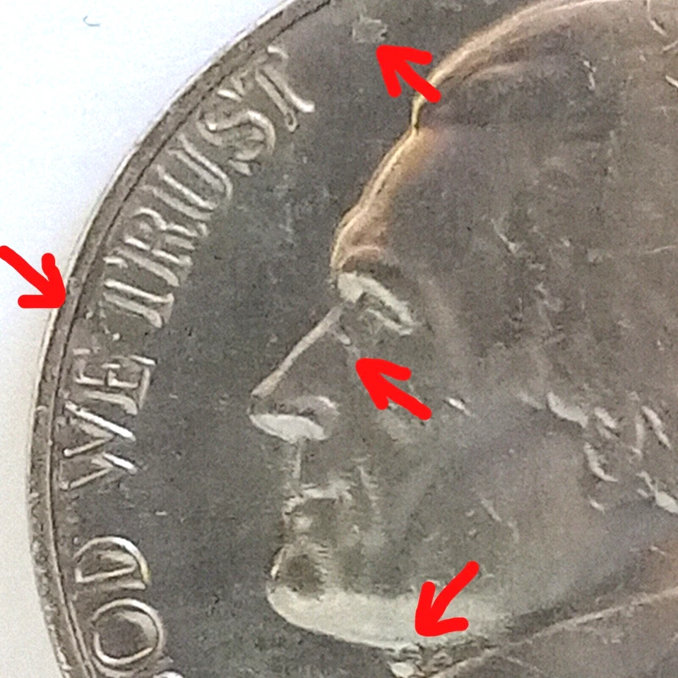 1963 BU Jefferson Nickel - Multiple Errors - Obv/Rev lamination ERROR Coin! WOW! - Image 4 of 4