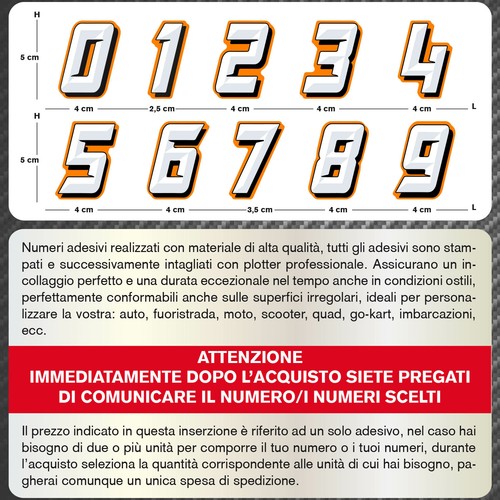 Adesivi Stickers NUMERO GARA NUMERI Moto Honda KTM HM Auto Scooter Quad