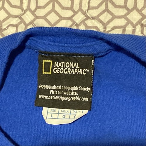 2010 National Geographic Siberian Tiger Facts T-shirt Blue Youth Large - Picture 3 of 5