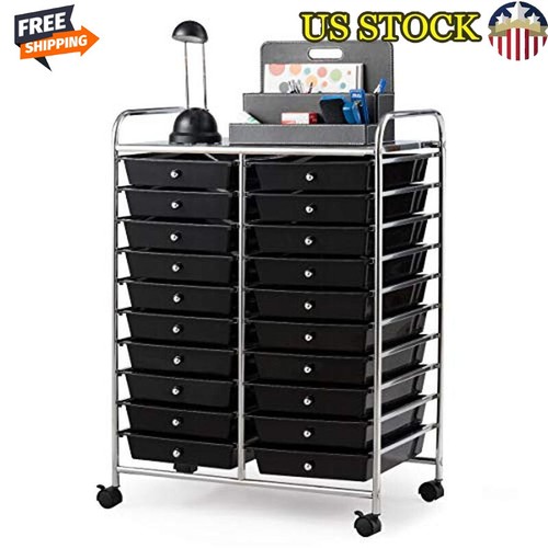 20 Drawer Rolling Storage Cart Organizer Office Crafts Tools Mobile Unit School