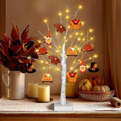 Lighted Birch Tree for Christmas Decor, Table Decorations Indoor, 24 LED Battery - Picture 3 of 6
