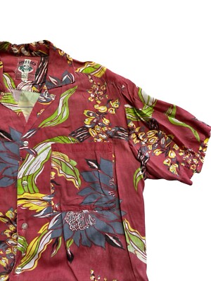 Poco Loco Shirt Mens Medium Hawaiian Button Up Loop Collar 80s 70s Vtg Vintage