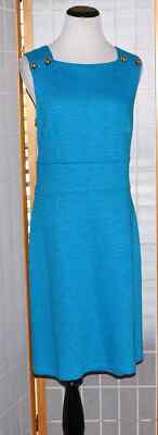David Meister Turquoise Lined Textured Rayon~Poly Knit Career Cocktail Dress  14