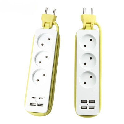 Travel Plug Strip EU AC Outlet Multiprise Power Strip Extension Cord with USB