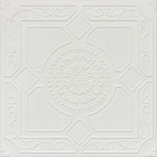 DIY Glue Up White Decorative Ceiling Tiles R30A White Satin Behr paint 104 Pcs.