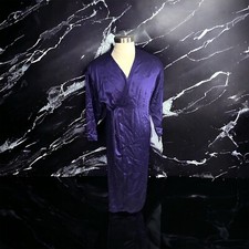 Vtg Pink Label Oscar De La Renta Purple Maxi Length Robe with Belt 1 Size