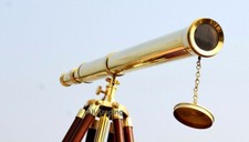 Nautical Brass 64" Floor Standing Harbor Master Telescope With Wooden Tripod