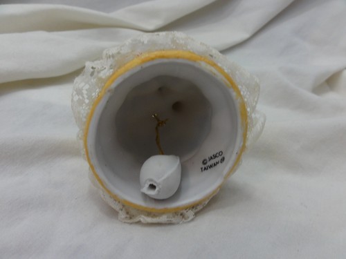 Vintage Jasco Lil Chimers Porcelain Goose In Basket Bell Christmas Ornament - Picture 7 of 9