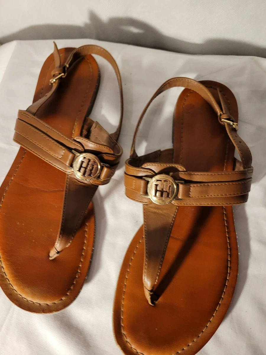 Tommy Hilfiger Women s Bennia Thong Sandals Women s Shoes Size 8W chestnut brown