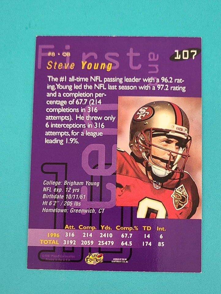 Steve Young SF 49ers Football Card - Shop Our Store Bargain Bin 50% Off 6+ P9 - Image 2 of 2