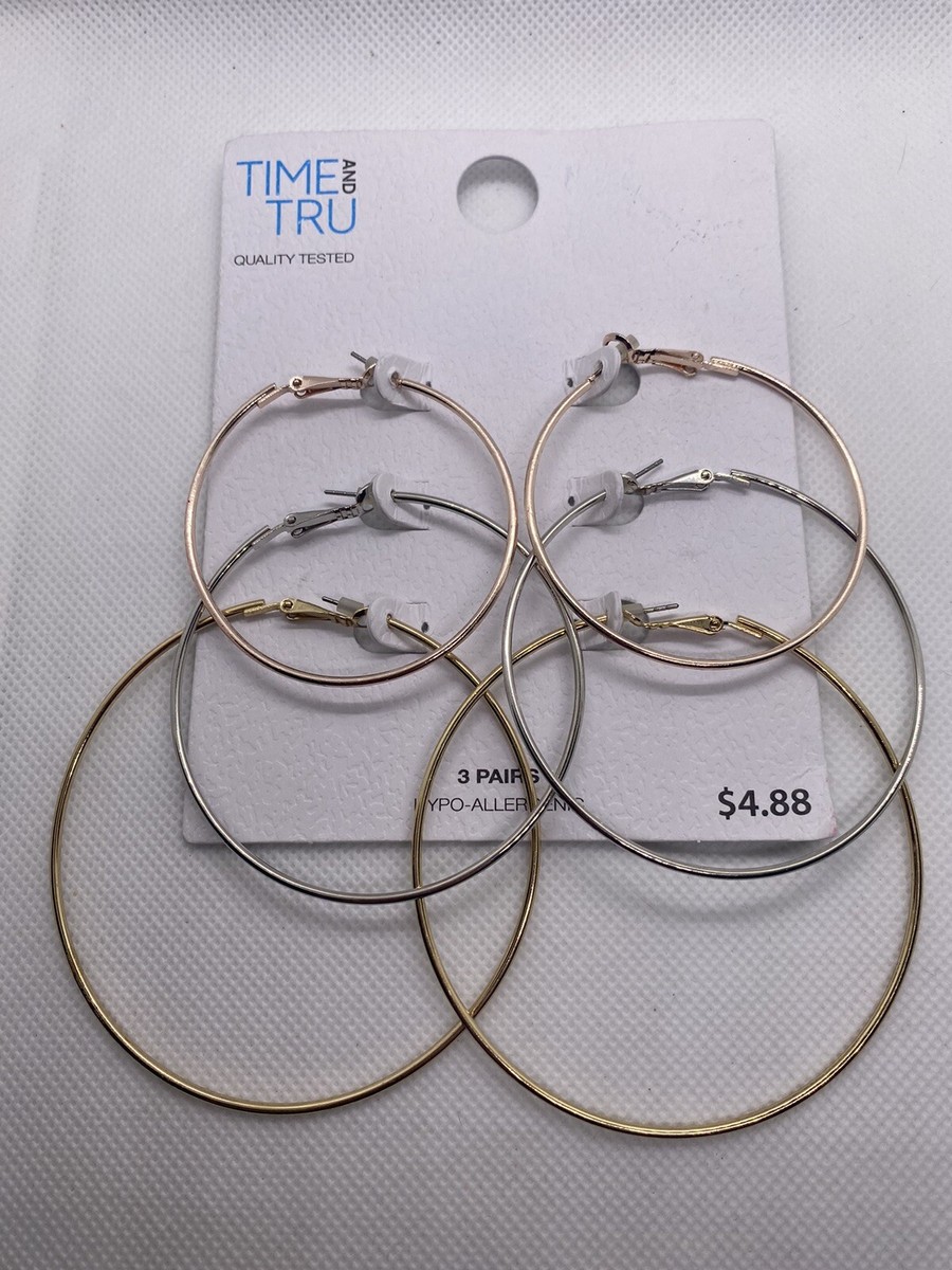 Earrings-Time and Tru, Pair Hypo-allergenic Loop Multi-colors